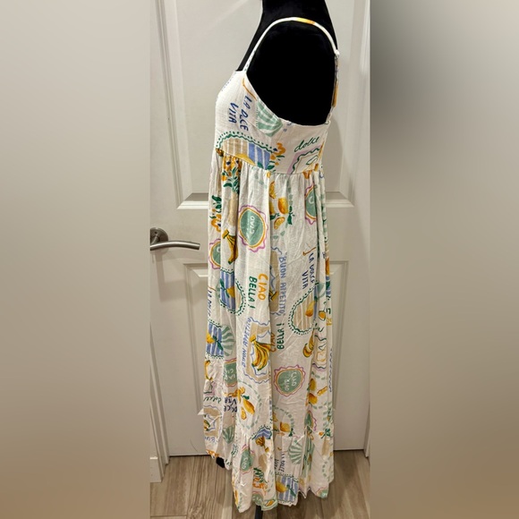 NWT Paper Heart linen blend Italian fruit and cocktail inspired print dress - S - Picture 3 of 16